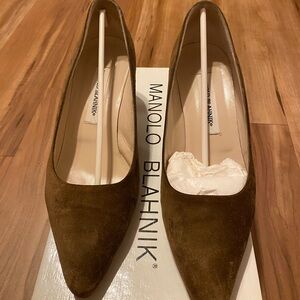 Manolo Blahnik Brown Suede Women's Shoes
